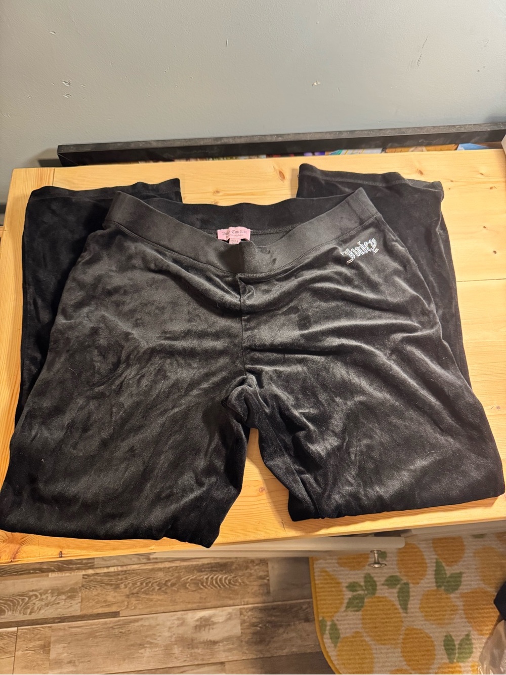 Juicy Couture Black Velour Track Pants with Logo